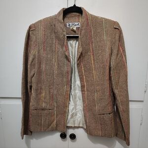 Vintage Mr. Blackwell 100% Silk Multicolor Striped Blazer